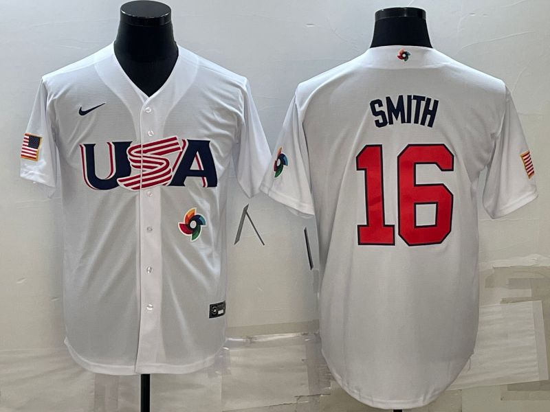 Men 2023 World Cub USA #16 Smith White Nike MLB Jersey11->more jerseys->MLB Jersey